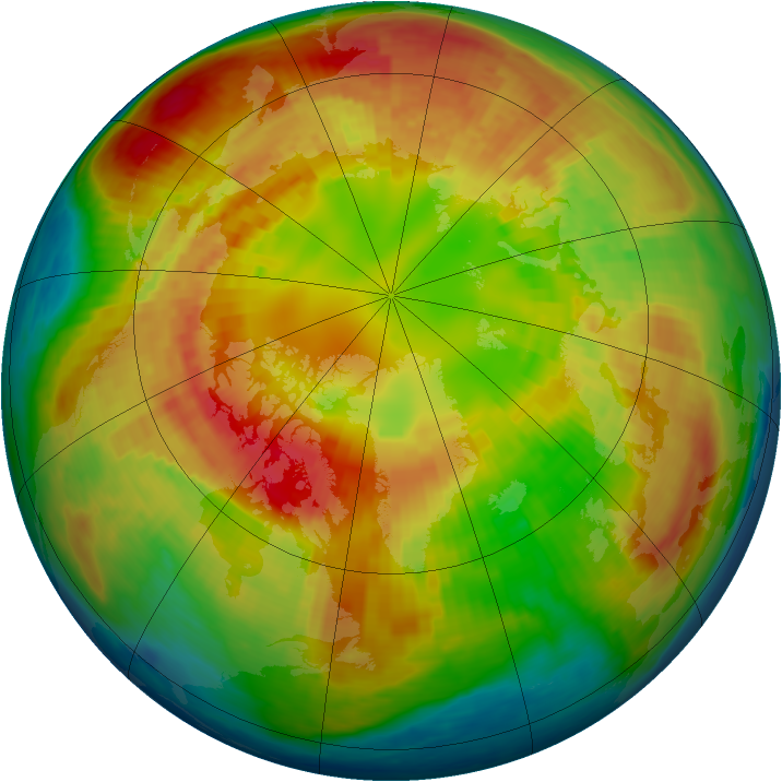 Arctic ozone map for 29 February 2004
